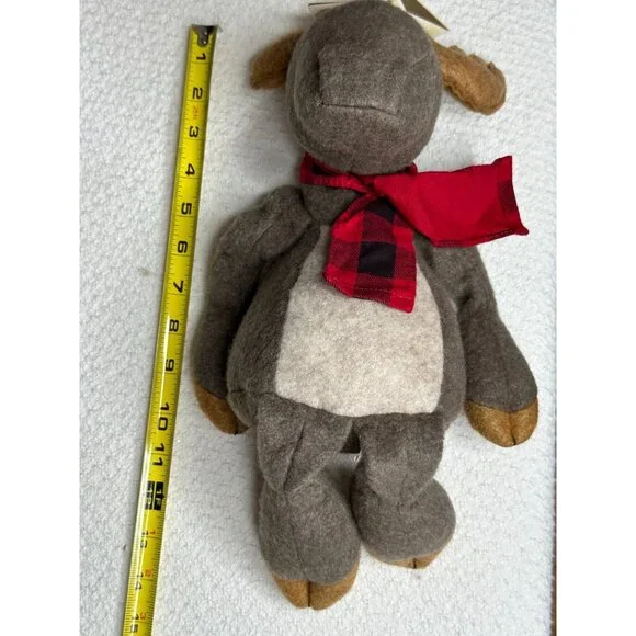 Hallmark Moose Broose Plush Toy Stuffed Animal With Red Plaid Scarf 14" Tall - Picture 5 of 5
